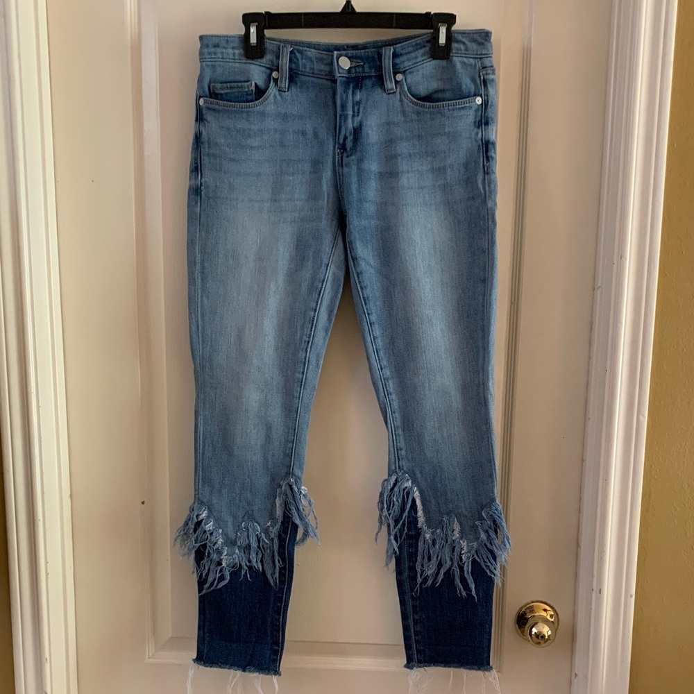 Blank NYC Distressed Blue Straight Leg Jeans